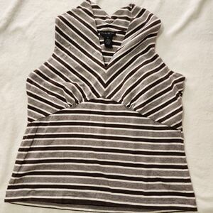 Rafaela Sleveless Top Size XL Brown Striped Stretch Vneck.